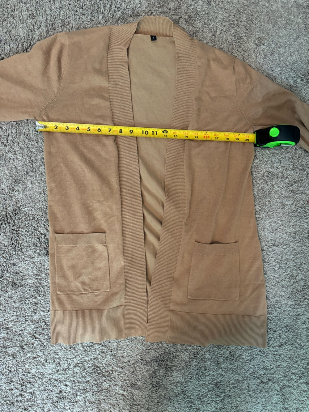 Light Brown Open Front Cardigan Sweater Beautiful Buttons Size Large 70% Viscose - Picture 8 of 9